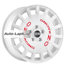 OZ 8x17/5x100 ET48 D68 Rally Racing Race White + Red Lettering